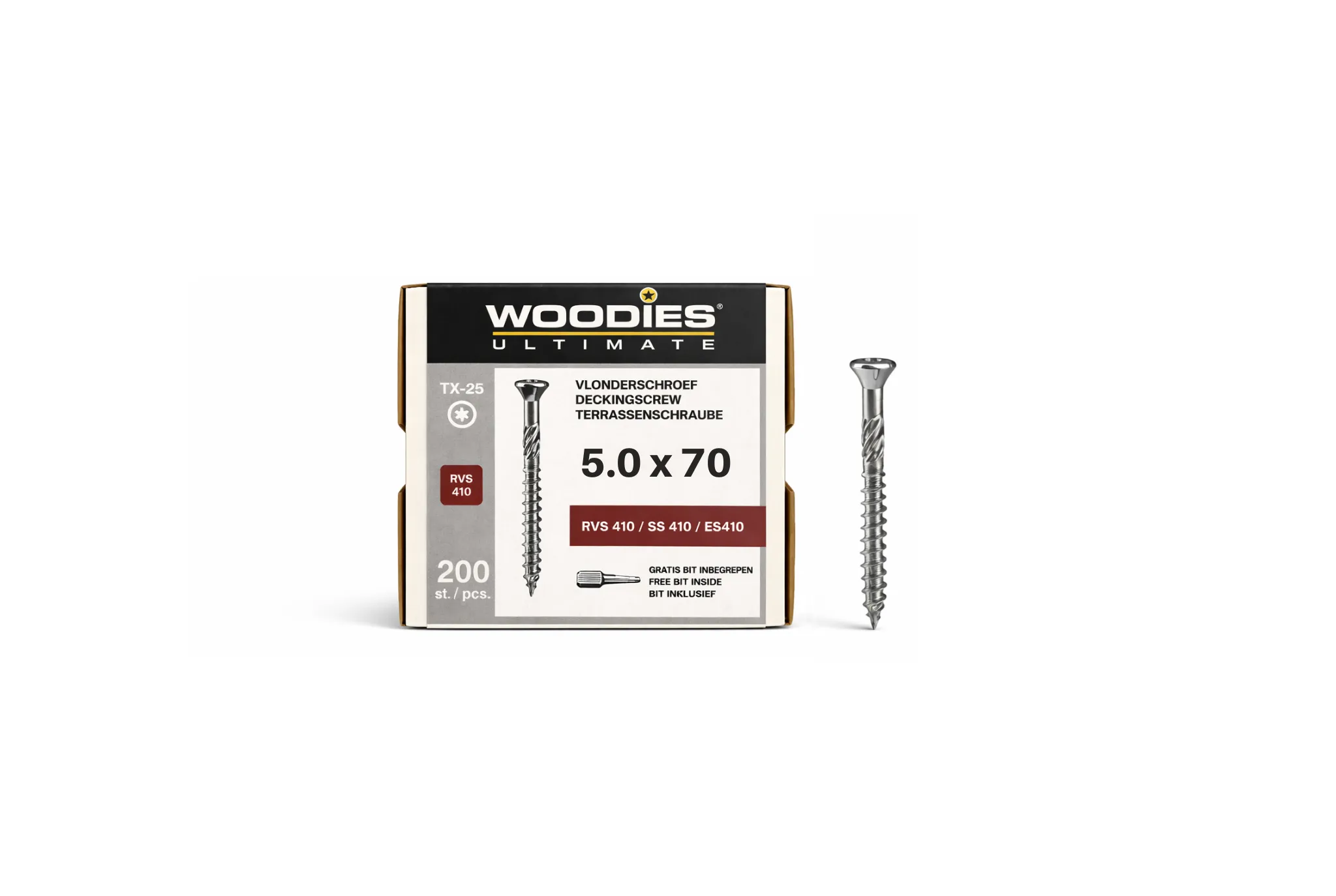 Woodies Vlond.schr 5.0x70/40 VK T25 RVS