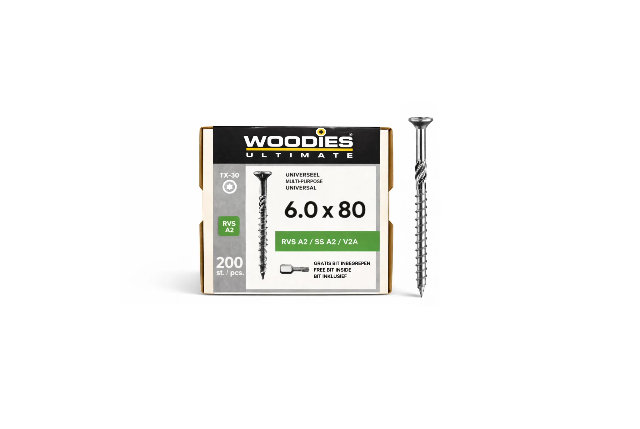 Woodies Ultimate 6.0x80/50 VK T30 RVS A2