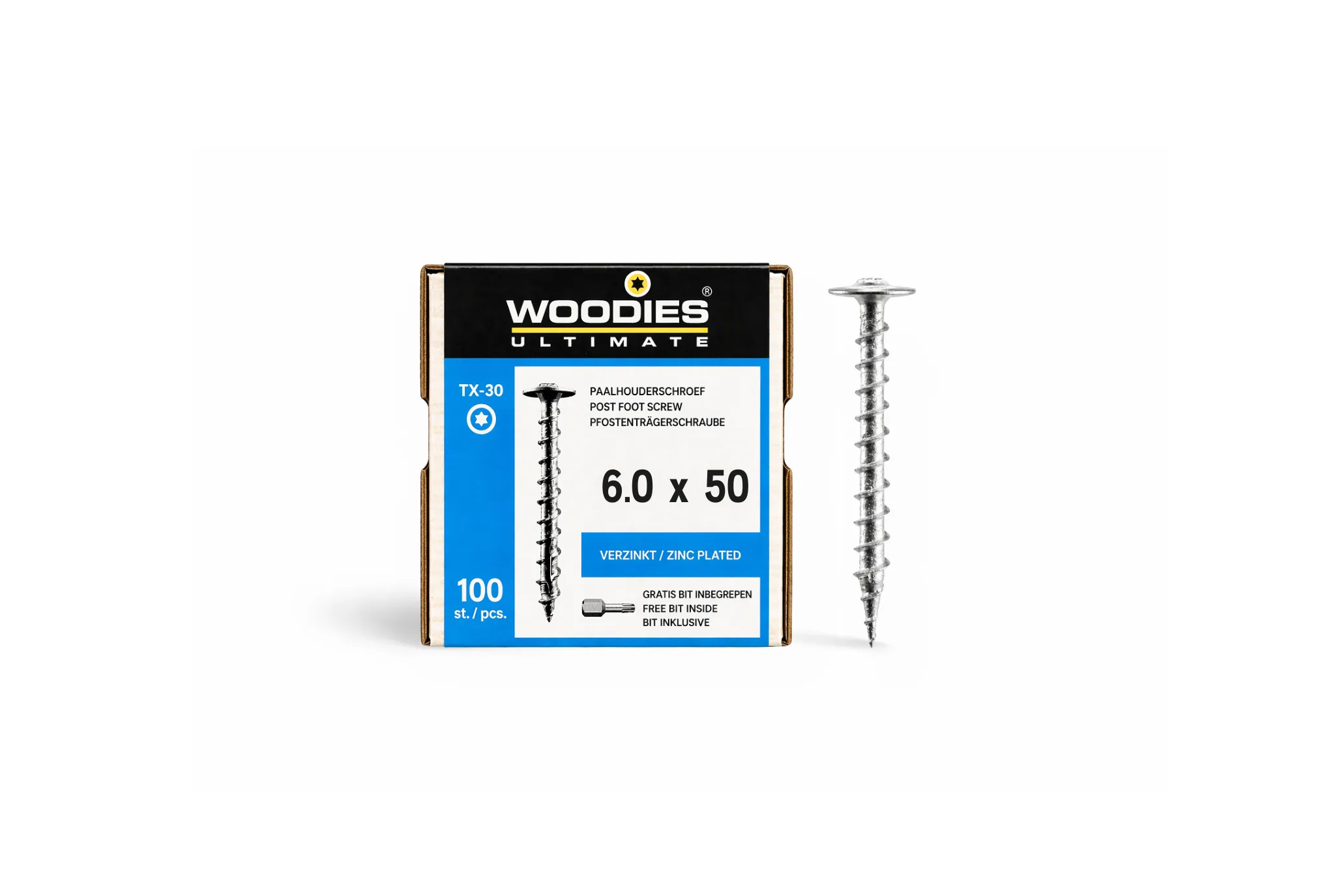 Woodies Tellerkop 6.0x50 T30 verz 100/ds